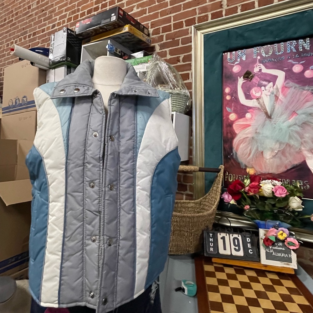 70s puffer vest, ski vest, Sigallo vintage